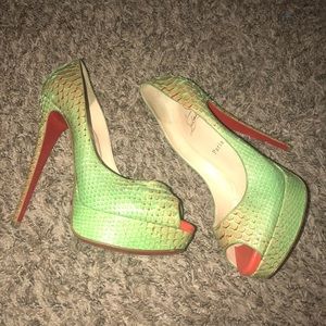 Christian Louboutin Python Platform peep toe pump
